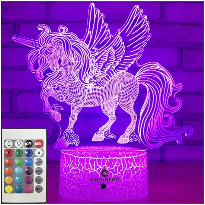 easuntec Unicorn Gifts Night Lights for Kids with Remote & Smart Touch 7 Colors + 16 Colors Changing Dimmable Unicorn Toys 1 2 3 4 5 6 7 8 Year Old Girl Gifts (Unicorn 16WT) - LeafyLoom