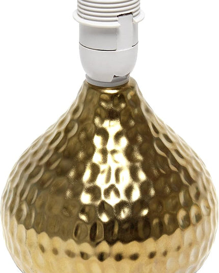 Simple Designs LT2073-GDB Mini Hammered Texture Gold Drip Table Lamp with Black Shade - LeafyLoom