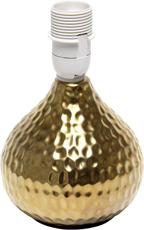 Simple Designs LT2073-GDB Mini Hammered Texture Gold Drip Table Lamp with Black Shade - LeafyLoom