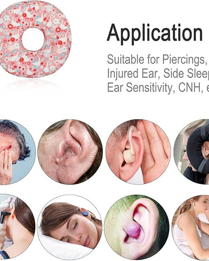 Ear Piercing Pillow for Side Sleeping, CHN Pillow with Hole for Side Sleepers Ear Pain Inflammation Pressure Sores O-Shaped Donut Guard Pink Goose - LeafyLoom