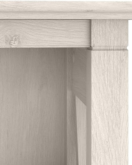 Bush Furniture Key West Bookcase Shelf in Linen White Oak | Farmhouse Bookshelf Display Cabinet for Library, Bedroom, Living Room, and Office - LeafyLoom