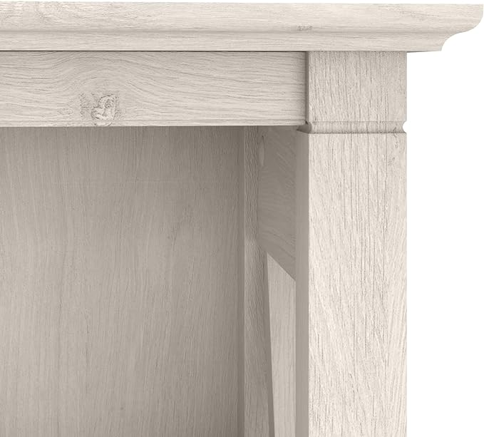 Bush Furniture Key West Bookcase Shelf in Linen White Oak | Farmhouse Bookshelf Display Cabinet for Library, Bedroom, Living Room, and Office - LeafyLoom