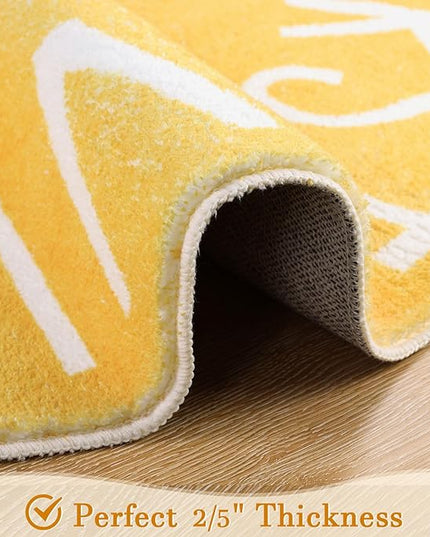 Topotdor Round Kids Play Rug Alphabet Nursery Area Rug Extra Large Soft Crawling Play Mat for Children Toddlers Bedroom (47 inch, Yellow) - LeafyLoom