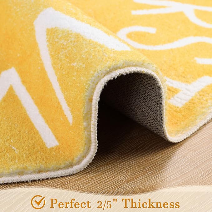 Topotdor Round Kids Play Rug Alphabet Nursery Area Rug Extra Large Soft Crawling Play Mat for Children Toddlers Bedroom (47 inch, Yellow) - LeafyLoom