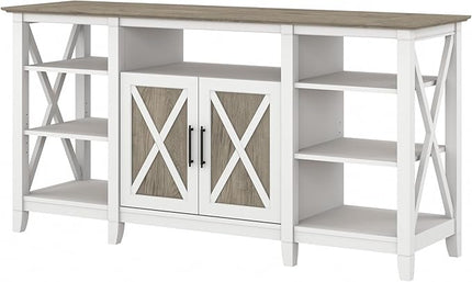 Bush KWV160G2W-03 Key West Tall TV Stand, Shiplap Gray/Pure White, Screens up to 65-Inch - LeafyLoom