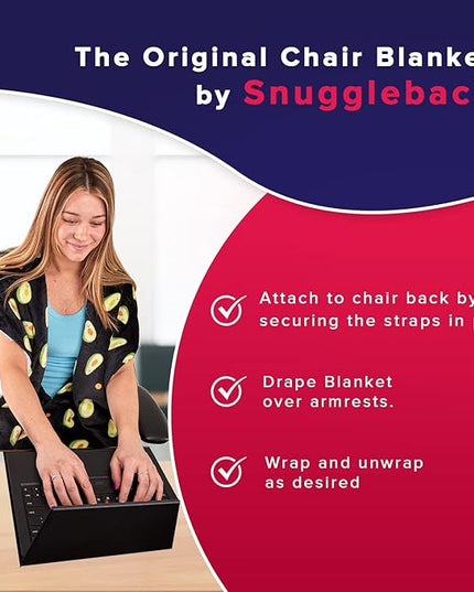 The Original Office Chair Blanket by SnuggleBack; Cozy Comfy Office Desk Chair Wrap Attaches for Convenient Heat and Hands-Free. Stay Warm In The Winter or Summer. Sherpa Fur Lining - LeafyLoom