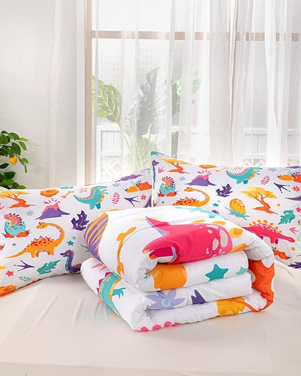 CVHOUSE Dinosaur Bedding Set,Dinosaur Comforter,Dinosaur Comforter Set Queen,Microfiber Quilt Set with 1 Comforter and 2 Pillow Cases- 3 Piece - LeafyLoom