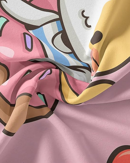 Kawaii Cat Comforter King Size,Doughnut Cherry Cat Comforter Set for Kids Teens Girls,3Pcs Bedding Set Printed Comforter with 2 Pillowcases,Soft and Lightweight(Pink，King Size) - LeafyLoom