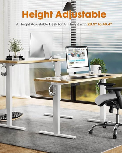 NicBex Home Office Desk 55'' x 23" Electric Height Adjustable Standing Desk Computer Desk Office Desk, Sit to Stand Ergonomic Computer Desk Adjustable Desk, Yellow - LeafyLoom