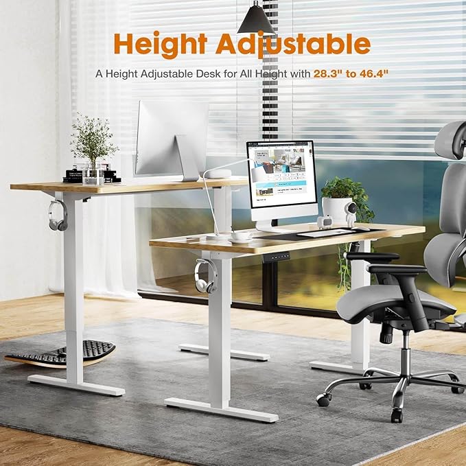 NicBex Home Office Desk 55'' x 23" Electric Height Adjustable Standing Desk Computer Desk Office Desk, Sit to Stand Ergonomic Computer Desk Adjustable Desk, Yellow - LeafyLoom