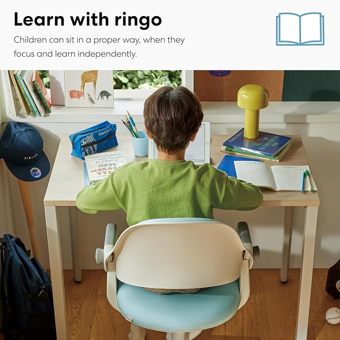 SIDIZ ringo Kids Desk Chair : Ergonomic Kids Chair with Footrest, 4-Step Growing Function, Adjustable Seat Height, Sit-Locking Casters, Swivel Type Kids Chair (Rosy Pink Chair) - LeafyLoom