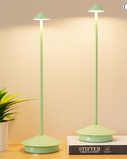 2-Pack 6000mAh Rechargeable LED Table Lamps,Outdoor Cordless Table Lamp Waterproof Portable, 3-Color Stepless Dimmable Modern Lamp for Restaurant/Bedroom(Green) - LeafyLoom