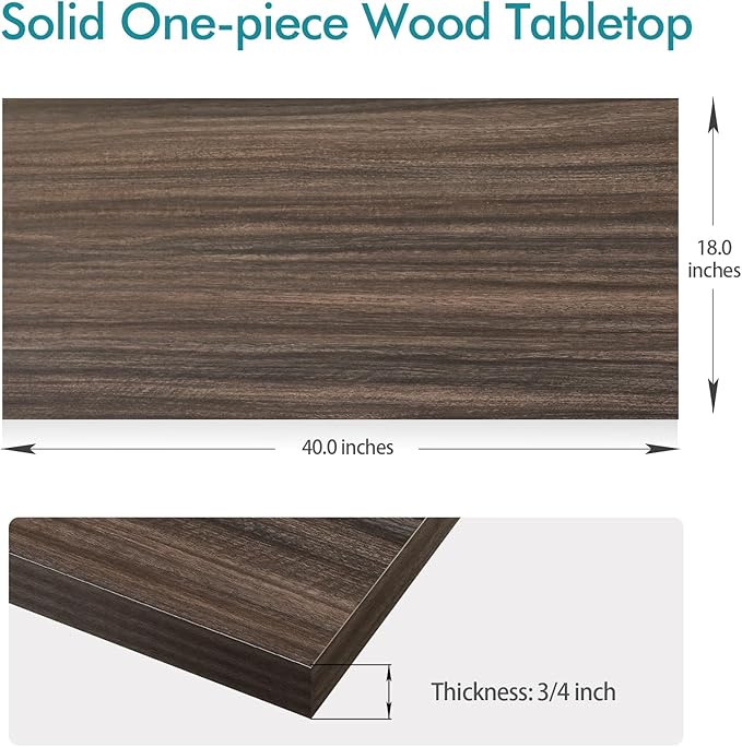 Kaboon Universal Tabletop 40"x18", Solid One-Piece Melamine Table Top, Double Desk L-Desk Floating Desk DIY, Home and Office,Eucalyptus/Dark Walnut - LeafyLoom