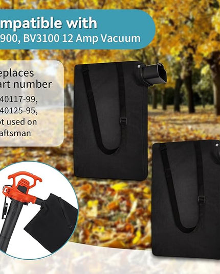 5140125-95 Leaf Blower Vacuum Vac Shoulder Bag Compatible with Black & Decker BV2900 BV3100 12 Amp Vacuum - Leaf Mulcher Bags Leaf Collection Bags Replaces 5140117-99, 2 Pack - LeafyLoom