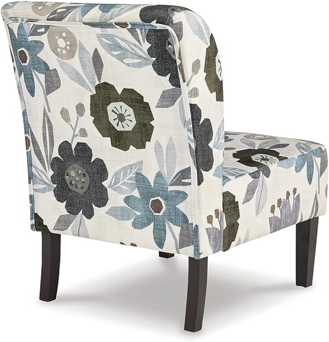 Signature Design by Ashley Triptis Floral Armless Accent Chair, White, Blue & Gray - LeafyLoom