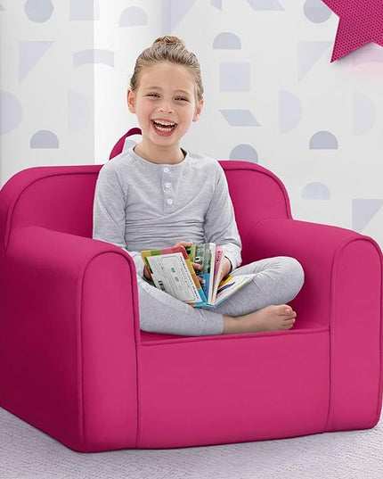 Delta Children Cozee Chair -Foam Kids Chair for Ages 18 Months and Up, Hot Pink - LeafyLoom
