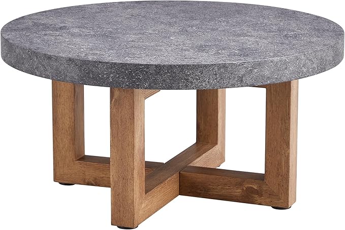 NicBex 34Inch Round Dining Table,Mid-Century Modern Kitchen Table MDF Tabletop and Crossed Legs for 2 to 4,Leisure Coffee Table for Kitchen and Living Room,Space-Saving,Grey - LeafyLoom