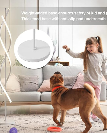 LED Floor Lamps for Living Room,Spiral Modern Floor Lamp with Remote Control 60 Inch Dimmable White Floor Lamp 48W Standing Lamp with Timer 3 Color Temperature Corner Floor Lamp for Bedroom - LeafyLoom