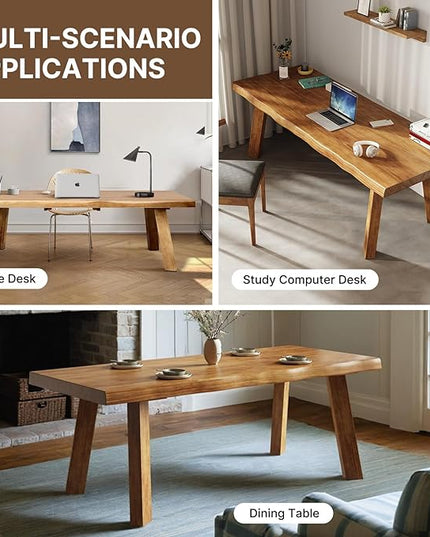 Desk / 55 inches,Solid Wood Desk Classical Style Home Office Desks/New Chinese Style Computer Table/Wooden Desk/Brown Desk - LeafyLoom