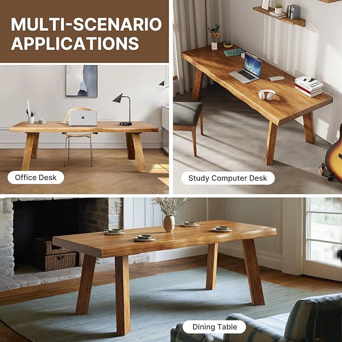 Desk / 55 inches,Solid Wood Desk Classical Style Home Office Desks/New Chinese Style Computer Table/Wooden Desk/Brown Desk - LeafyLoom