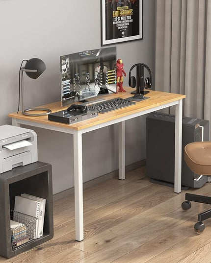 sogesfurniture Computer Desk 47 inches Large Office Desk Computer Table with BIFMA Certification Sturdy Office Desk Writing Desk,Teak with White Leg BHUS-AC3BW-120 - LeafyLoom