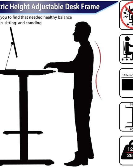 AIMEZO Standing Desk Frame, Dual Motor Electric Height Adjustable Sit Stand Desk Frame with 4 Memory Preset Button, USB Charging Port for Home Office (2 Tier Legs, White) - LeafyLoom