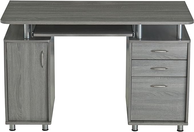 Techni Mobili Small Computer Desk in Gray - LeafyLoom