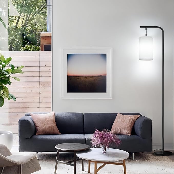 Floor Lamp for Living Room, 9W LED Bulb, Remote Custom Color Temperature & Brightness, Tall Standing Lamps for Bedroom Office Kid Room, Black - LeafyLoom