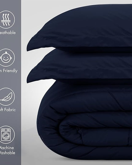 Utopia Bedding All Season Navy Comforter Set with 2 Pillow Cases, 3 Piece Soft Brushed Microfiber Kids Bedding Set for Boys/Girls, Machine Washable (Twin) - LeafyLoom