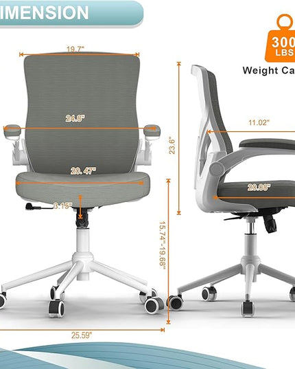 Office Chair, High Back Desk Chair Adjustable Height and Ergonomic Design Home Office Computer Chair Executive Lumbar Support Padded Flip-up Armrest Swivel Task Chair - LeafyLoom