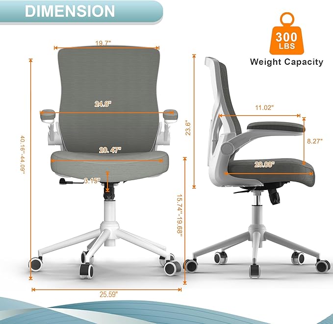 Office Chair, High Back Desk Chair Adjustable Height and Ergonomic Design Home Office Computer Chair Executive Lumbar Support Padded Flip-up Armrest Swivel Task Chair - LeafyLoom