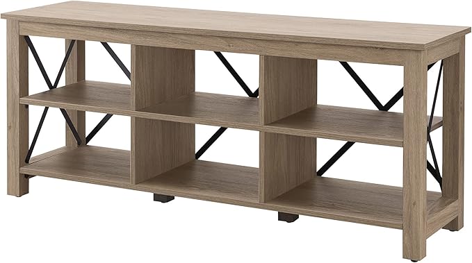 Henn&Hart Rectangular TV Stand for TV's up to 65" in Antiqued Gray Oak, TV Stands for the Living Room - LeafyLoom