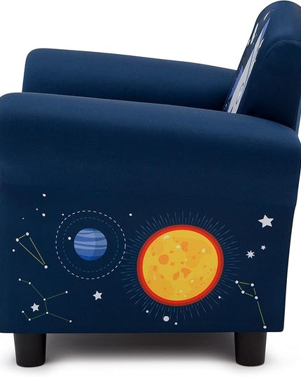 Delta Children Space Adventures Kids Upholstered Chair, Blue - LeafyLoom