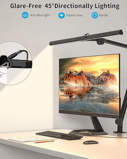 KableRika LED Desk Lamp with Clamp, 17W Super Bright Architect Swing Arm Desk Light for Home Office, Eye-Caring Task Table Lamp, Dimmable&6 Color Modes, Great Range of Motion for Office Lighting - LeafyLoom