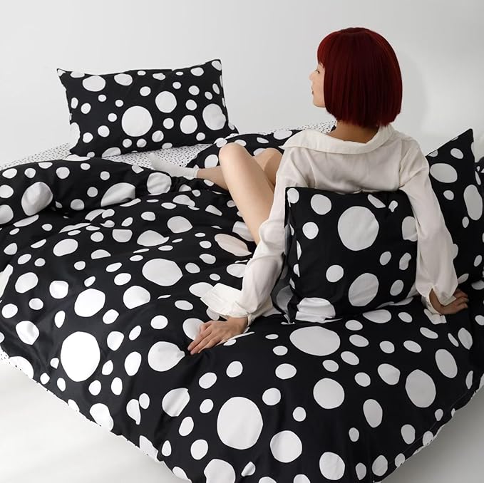White Polka Dots Comforter Twin Black White Dots Print Reversible Gingham Twin Bedding Comforter Set Boys Girls Black White Bed Sets Soft 3Pcs Twin Comforter Sets - LeafyLoom