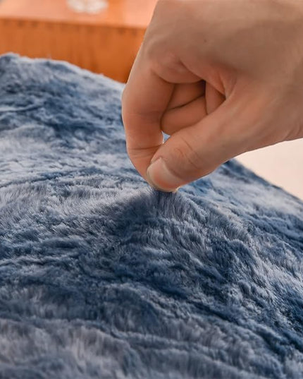 A Nice Night Faux Fur Soft Reading Pillow Bed Wedge Adult Backrest with Arms Back Support for Sitting Up in Bed/Couch for Bedrest,Tie Dyed Navy,Large - LeafyLoom