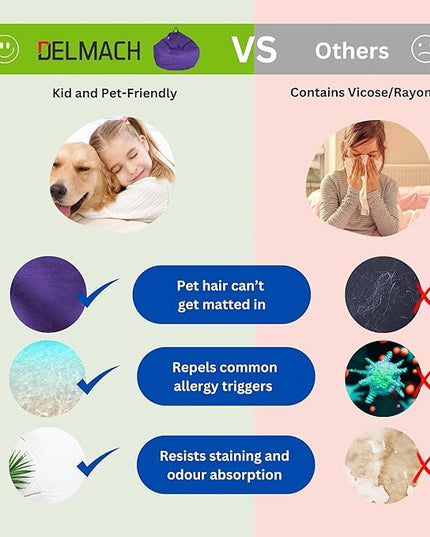 Bean Bag Chair Cover (No Filler) | Fur Resistant Microsuede | Adult Size | Stuffed Animal Storage for Kids Or Adults | Double Stitched | Durable Zipper | Soft Premium - LeafyLoom