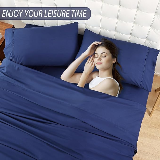 Full Sheet Set - 4 Piece Soft Breathable Bed Sheets for Full Size Bed, Extra Deep Pocket Lxuury Brushed Sheets, Cooling Hotel Bedding Sheets and Pillowcases, Wrinkle Free Oeko-Tex Sheets - LeafyLoom