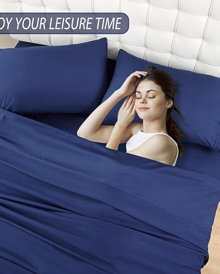 Whitney Home Textile Queen Sheet Set - 4 Piece Soft Breathable Bed Sheets for Queen Size Bed, Deep Pocket Lxuury Brushed Sheets, Hotel Bedding Sheets and Pillowcases, Wrinkle Free Oeko-Tex Sheets - LeafyLoom