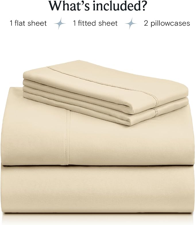 LuxClub Twin Sheets - Soft Kids Twin Bed Sheets for Boys and Girls, 4 PC Deep Pockets 18" Eco Friendly Wrinkle Free Kids Fitted Sheets Machine Washable Hotel Bedding Silky Soft- Cream Twin - LeafyLoom