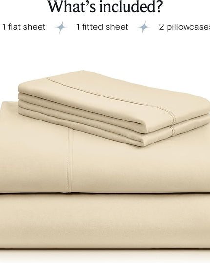 LuxClub Twin XL Sheets - Soft Kids Twin Bed Sheets for Boys and Girls, 4 PC Deep Pockets 18" Eco Friendly Wrinkle Free Kids Fitted Sheets Machine Washable Hotel Bedding Silky Soft- Cream Twin XL - LeafyLoom