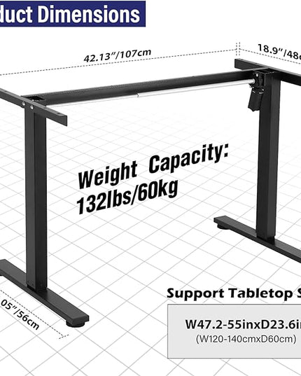 TOPSKY Single Motor 2-Stage Electric Adjustable Standing Computer Desk for Home and Office with 27.1"-44.8" Adjustable Height Range DF00.01 (White Frame only) - LeafyLoom