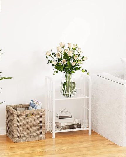 Bookshelf Storage Shelf Bookcase Freestanding Storage Stand for Living Room, Bedroom, Kitchen, Rust Resistance Easy Assembly Free Combination Multi-Functional Organizer (2 Tiers, White) - LeafyLoom