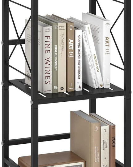 JSB 3 Tier Metal Bookshelf Bathroom Storage Standing Shelf Unit Kitchen Storage Organizer Display Rack Bookcases Shelves for Living Room, Bedroom, Office (Black, 3 Tier) - LeafyLoom