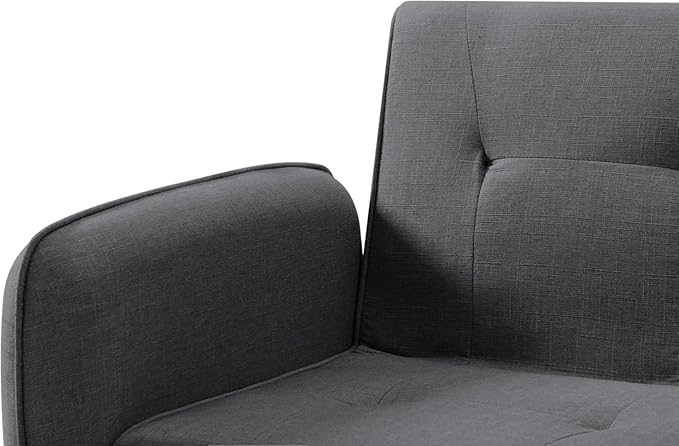 74.8" Living Room Furniture Sets Modern Tufted Loveseat Sofa Convertible Folding Futon Sleeper Couchbed with Cup Holder/Removable Armrests/Adjusting Backrest for Apartment,Office,Dark Grey Sofá - LeafyLoom