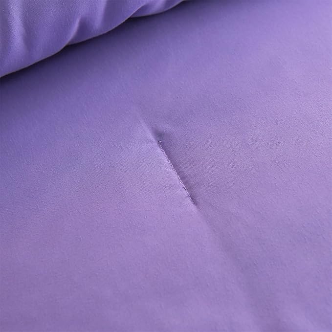 A Nice Night Waterfall Flutter Ruffle 3PCS Comforter Set,Chic Ruffled Textured Princess Bedding Set,Purple,Twin - LeafyLoom