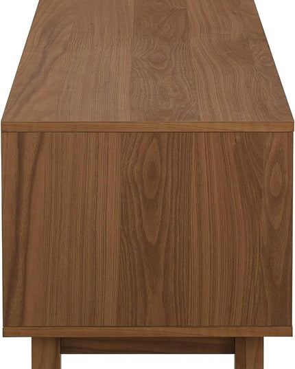 Walker Edison Walton Modern Fluted-Door Low Stand for TVs up to 65 Inches, 58 Inch, Mocha - LeafyLoom