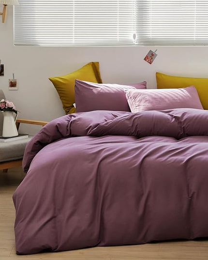 Purple Comforter Set King Grape Color Bedding Set 3 Pieces Solid Purple Comforter Set Hotel Quality Lightweight Women Comforter Set King Breathable Purple Bed Comforter Set King - LeafyLoom