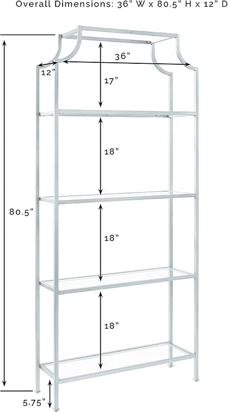 Crosley Furniture Aimee Etagere Bookcase - Gold and Glass - LeafyLoom