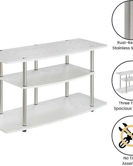 Convenience Concepts Designs2Go 3-Tier Wide TV Stand, 42", White - LeafyLoom